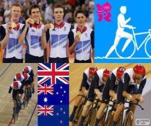 Puzzle Πόντιουμ ποδηλασία άσκηση στίβου ανδρών 4000m ομάδων, Ηνωμένο Βασίλειο, η Αυστραλία και η Νέα Ζηλανδία - London 2012-